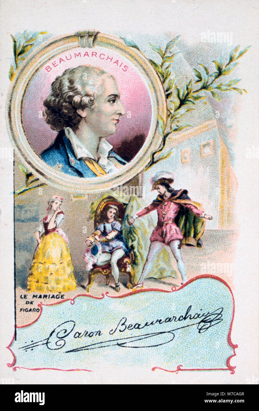 Beaumarchais et Le Mariage de Figaro, 1784 (c1900). Artiste : Inconnu Banque D'Images