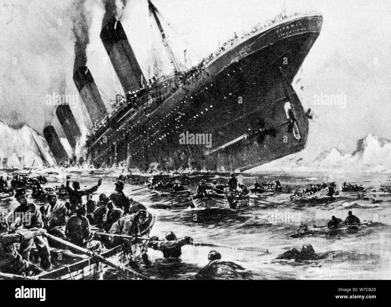 Le naufrage du SS Titanic, 14 avril 1912. Artiste : Inconnu Banque D'Images