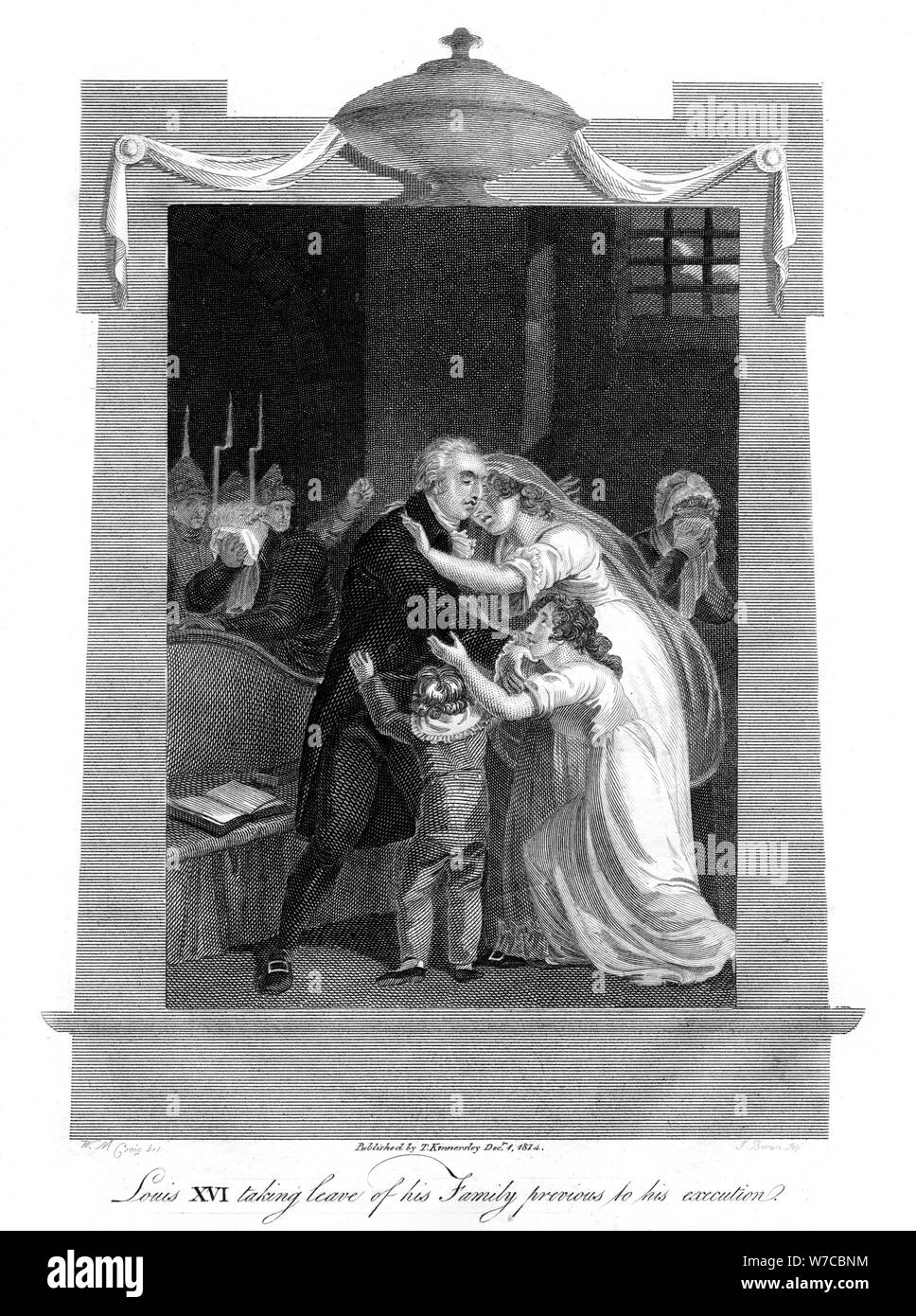 Louis XVI à prendre congé de sa famille avant son exécution', 1793, (1814).Artiste : J Brown Banque D'Images