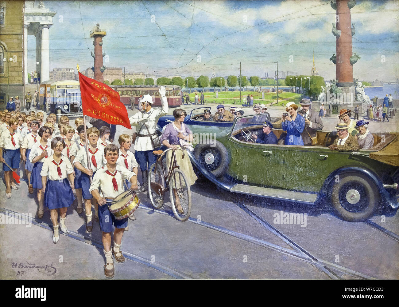 Les touristes étrangers dans la région de Leningrad. Banque D'Images