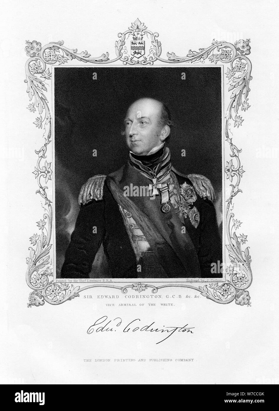 Sir Edward Codrington, amiral britannique, 19e siècle.Artiste : J Cochran Banque D'Images