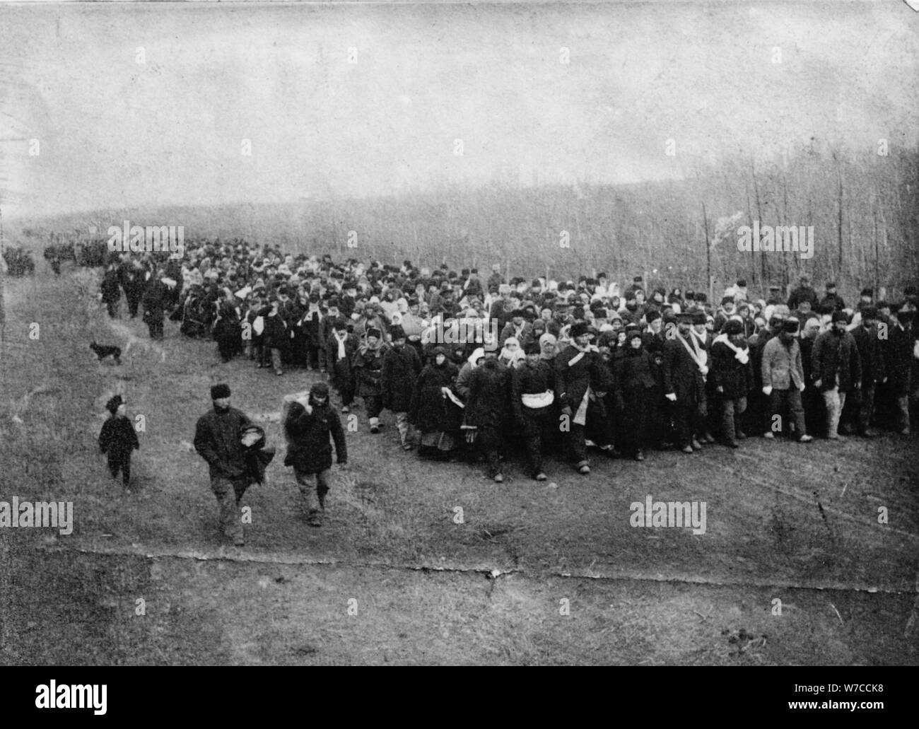 Groupe de pèlerins de la Russie envahir Doukhobor Yorkton, au Canada. Banque D'Images