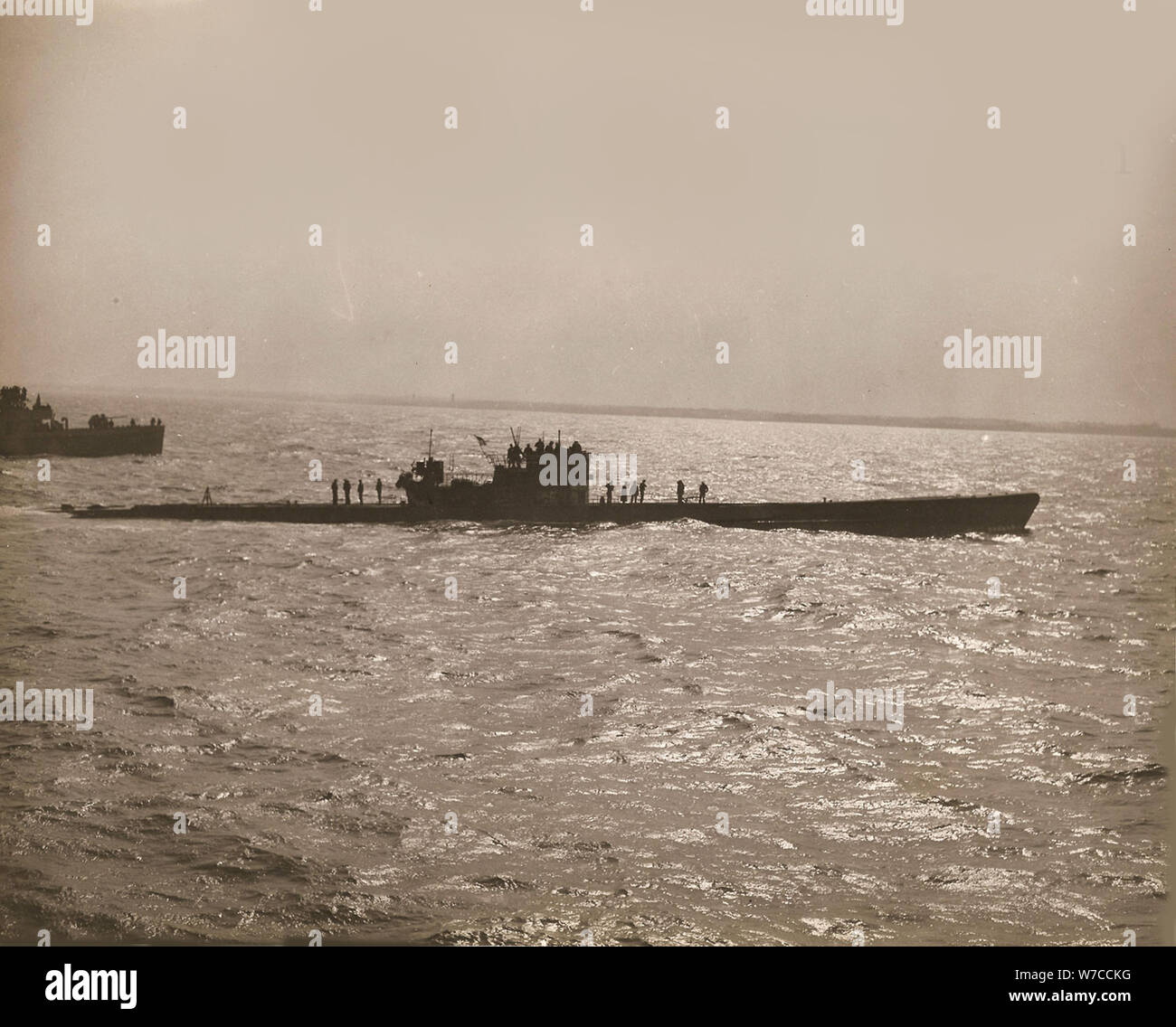 Capturé allemand U-234 U-Boat à Portsmouth, New Hampshire, mai 1945. Banque D'Images