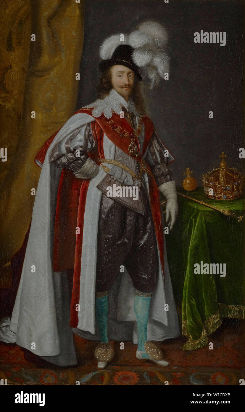 Portrait du Roi Charles I d'Angleterre (1600-1649), dans les robes de l'ordre de la Jarretière. Banque D'Images