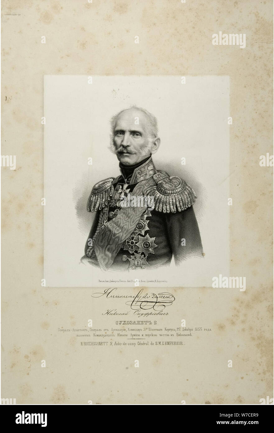 Portrait du général Nikolaï Onufrievich Sukhozanet (1794-1871). Banque D'Images