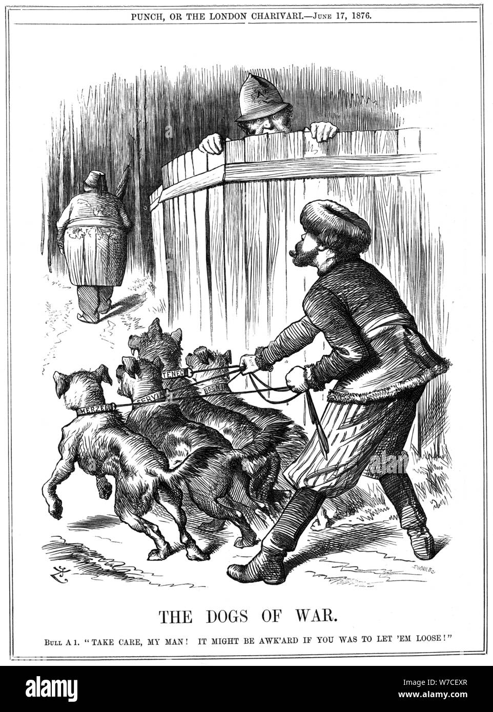 "Les chiens de guerre", 1876. Artiste : Joseph Swain Banque D'Images