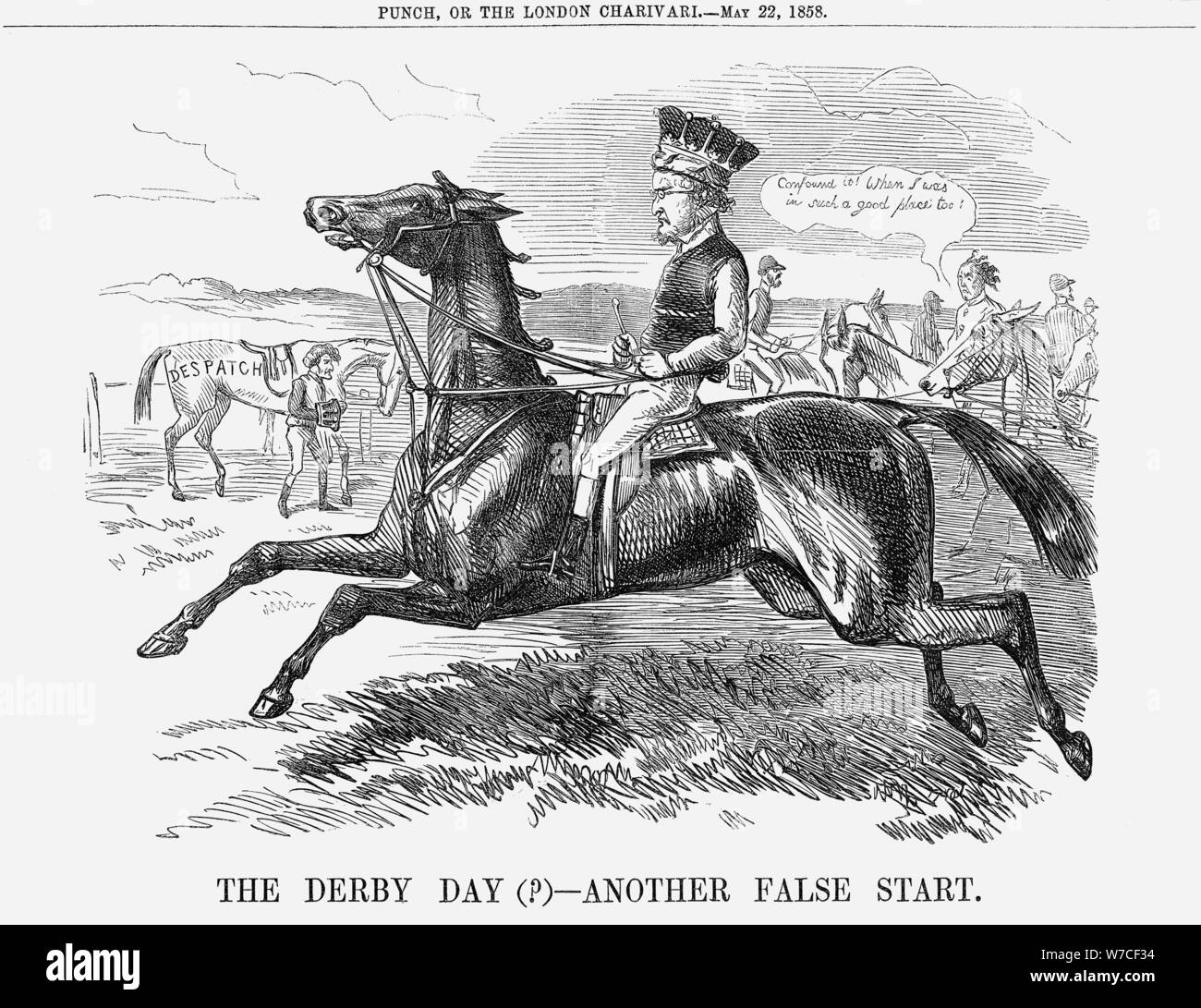 "Le Derby Day( ?) - Un autre faux départ.', 1858. Artiste : Inconnu Banque D'Images