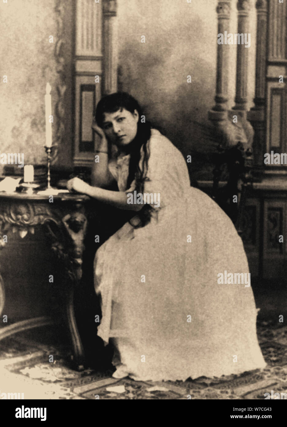 Portrait de la cantatrice Maria Klimentova-Muromtseva (1857-1946), Tatiana dans Eugene opéra Oneg Banque D'Images