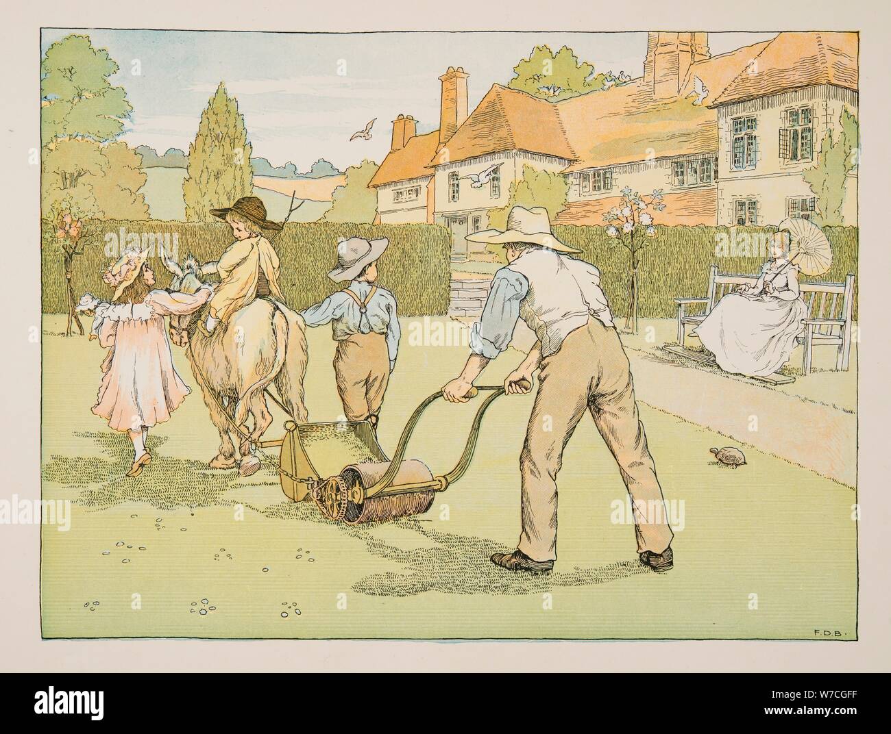 Le jardinier, de quatre et vingt travailleurs, pub. Lithographie couleur (1900) Banque D'Images