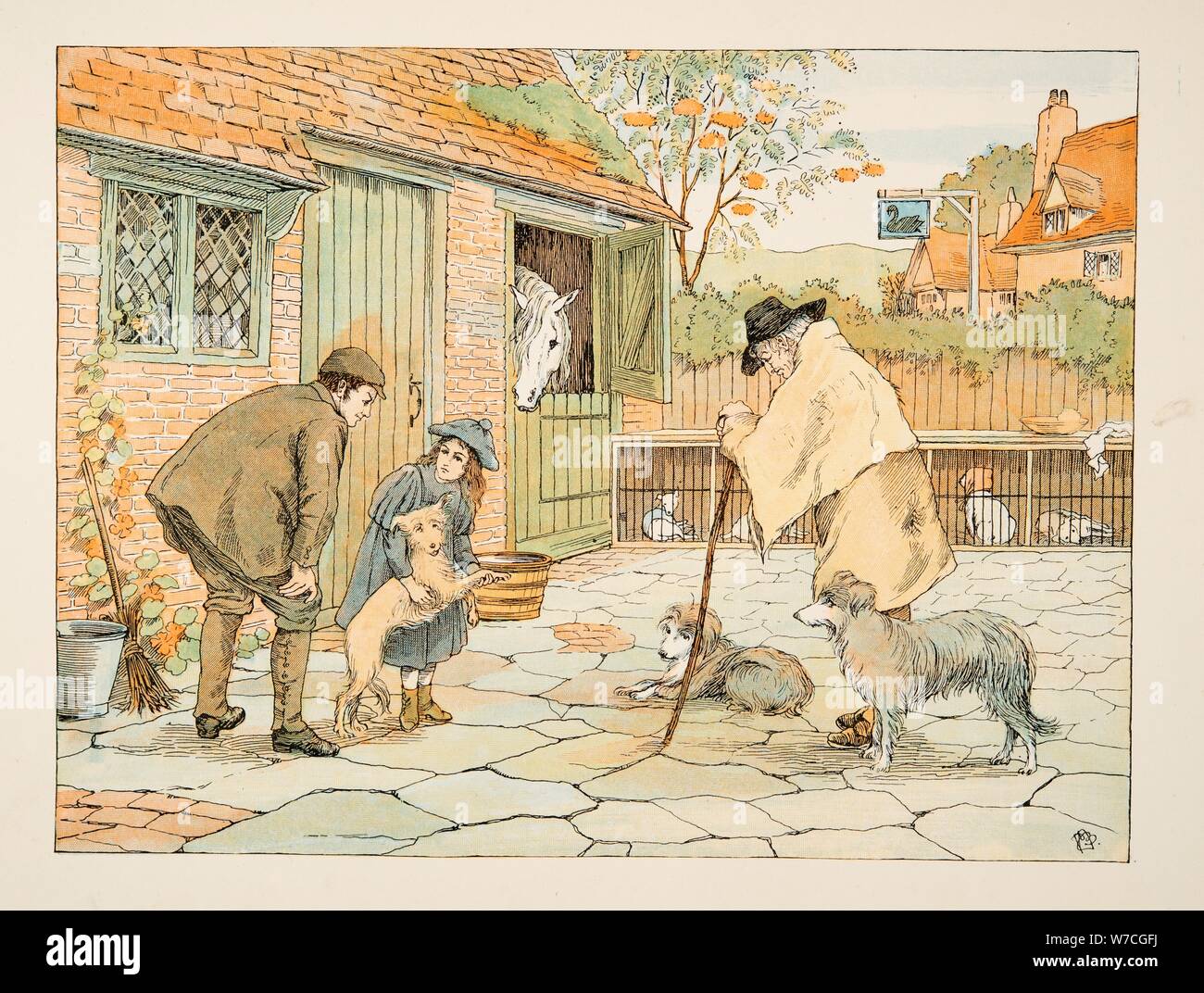 Le vétérinaire, de quatre et vingt travailleurs, pub. Lithographie couleur (1900) Banque D'Images