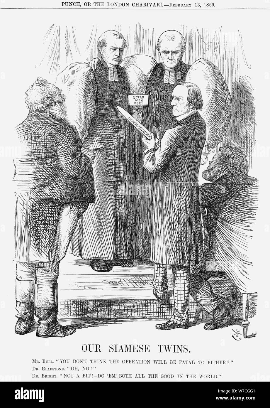 "Nos frères siamois", 1869. Artiste : John Tenniel Banque D'Images