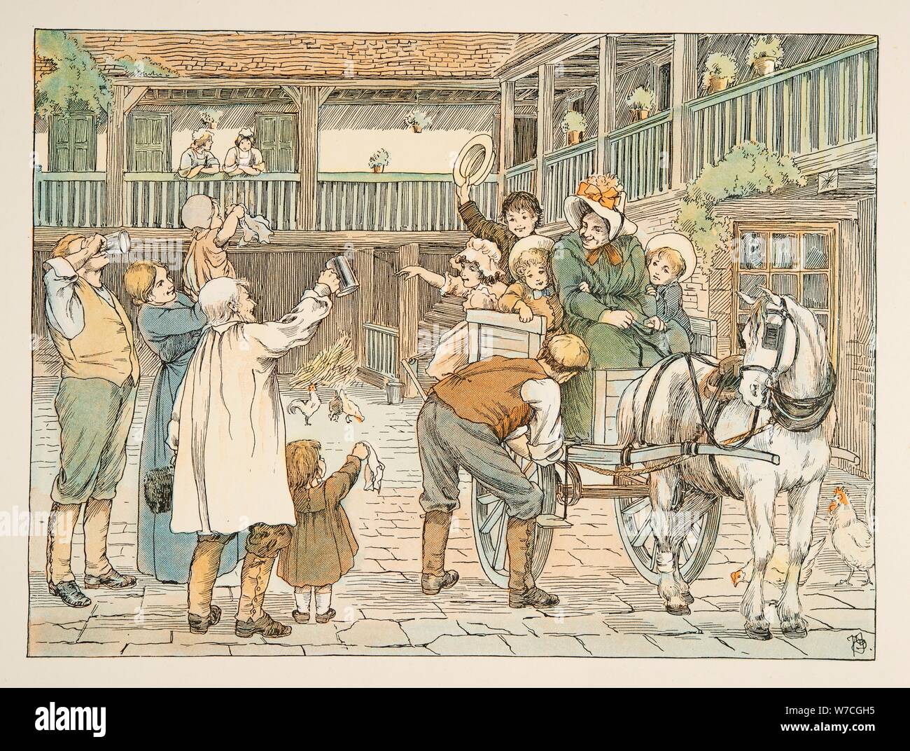 L'Ostler, de quatre et vingt travailleurs, pub. Lithographie couleur (1900) Banque D'Images