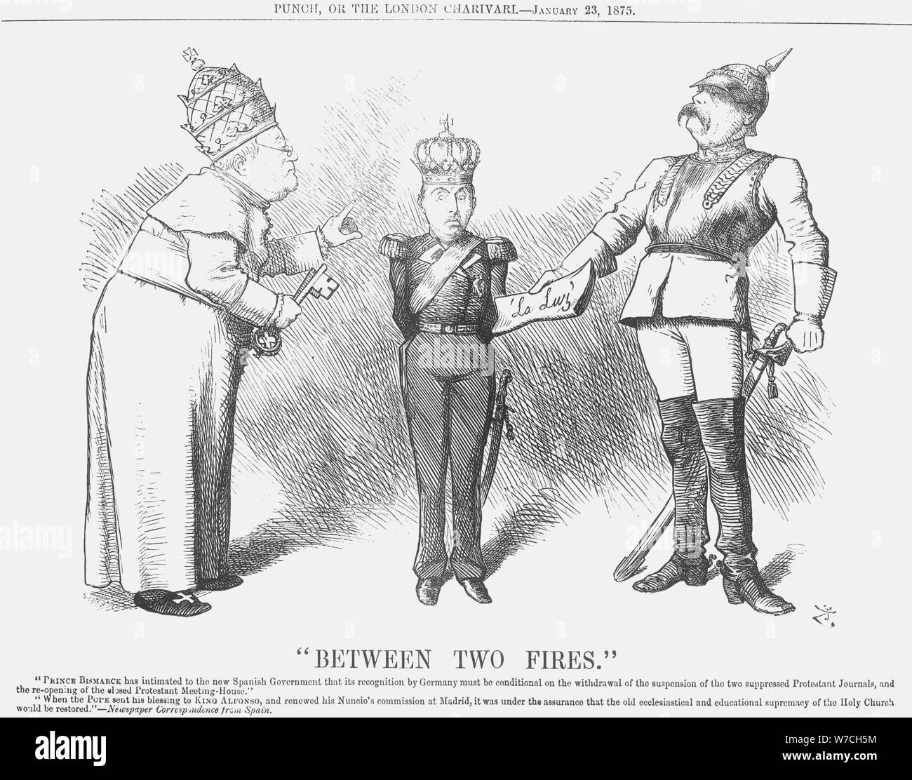 Entre deux feux, 1875. Artiste : Joseph Swain Banque D'Images