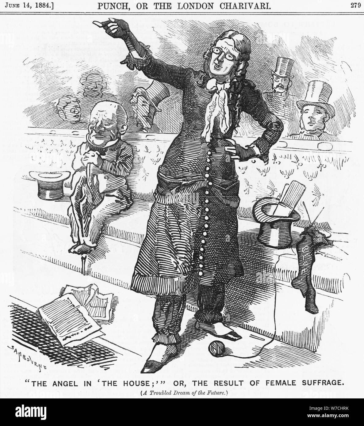 'L'ange dans la maison ; ou le résultat de suffrage féminin', 1884. Artiste : Inconnu Banque D'Images