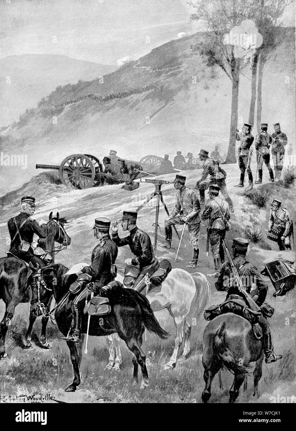 Batterie de campagne japonaise en action, guerre russo-japonaise, 1904-05. Artiste : Inconnu Banque D'Images