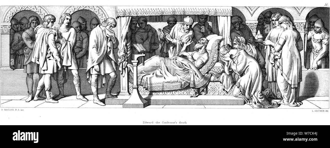 Mort d'Édouard le Confesseur, 1042 (1866). Artiste : Daniel Maclise Banque D'Images