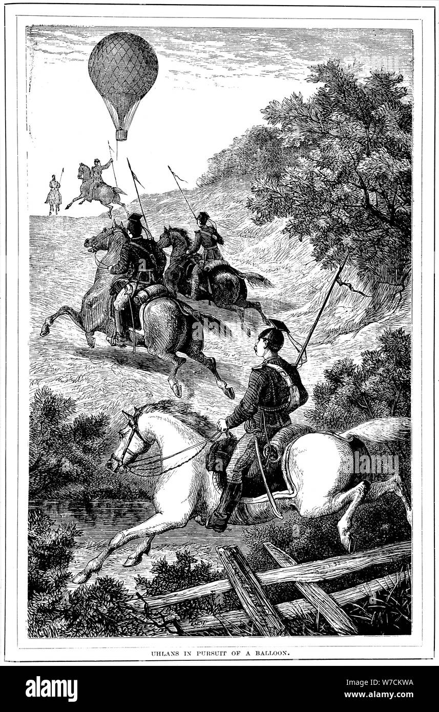 'Les Uhlans dans la poursuite d'un ballon", guerre franco-allemande, 1870-1871 (1881). Artiste : Inconnu Banque D'Images