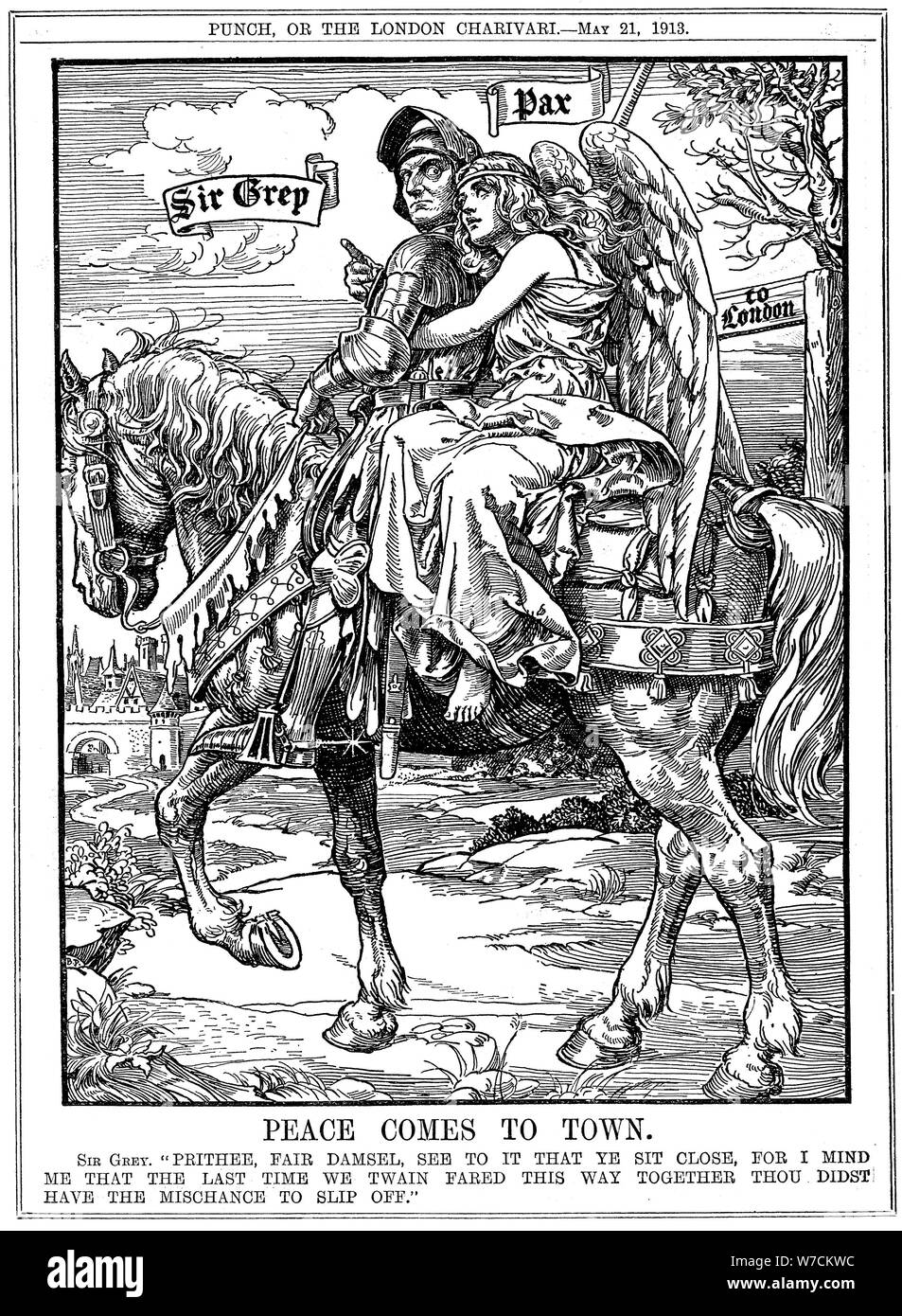 "La paix vient à la ville", 1913. Artiste : Leonard Raven-Hill Banque D'Images