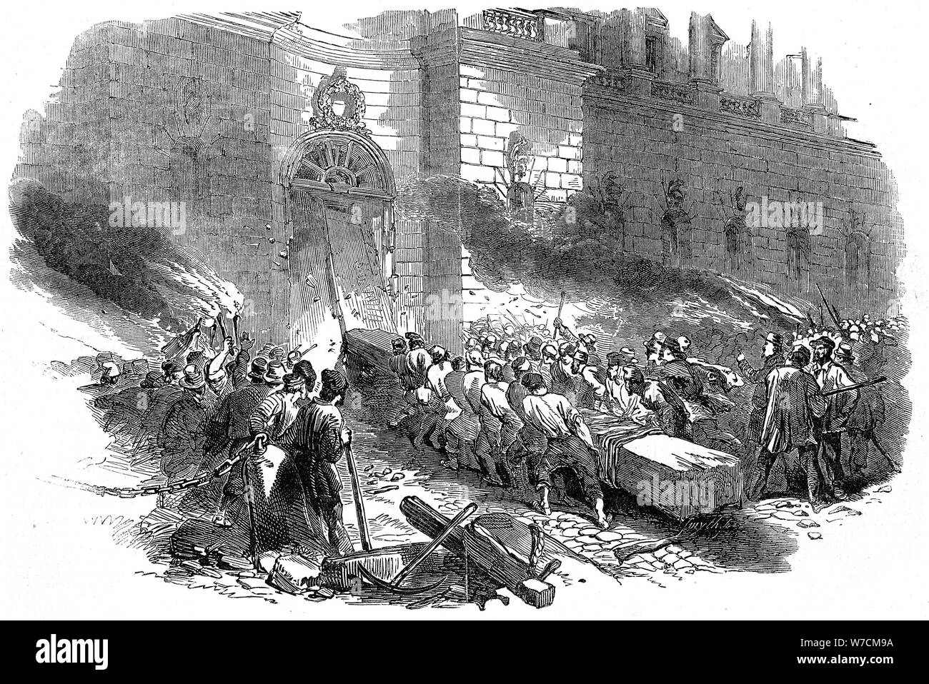 La foule d'assaut l'Arsenal à Berlin, la révolution en Prusse, mars 1848. Artiste : Inconnu Banque D'Images