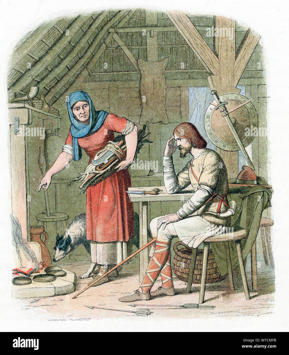 Le roi Alfred brûler les gâteaux, 878 (1864). Artiste : Inconnu Banque D'Images