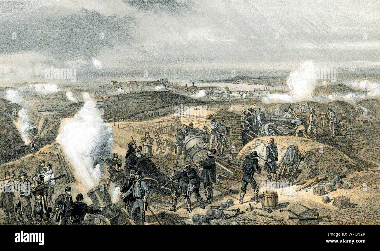 'Une journée chaude dans les batteries", guerre de Crimée, 1853-1856. Artiste : Inconnu Banque D'Images