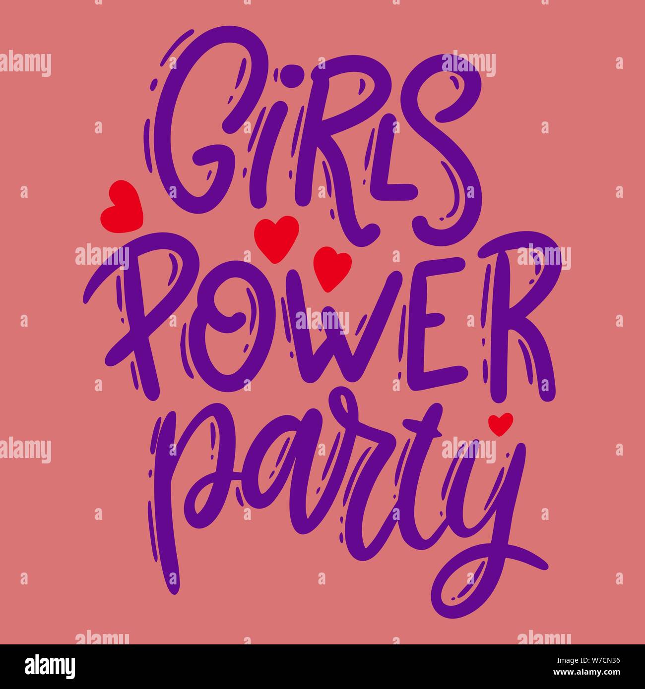 Girls power partie. Expression de lettrage, bannière, carte postale flyer. Vector illustration Illustration de Vecteur