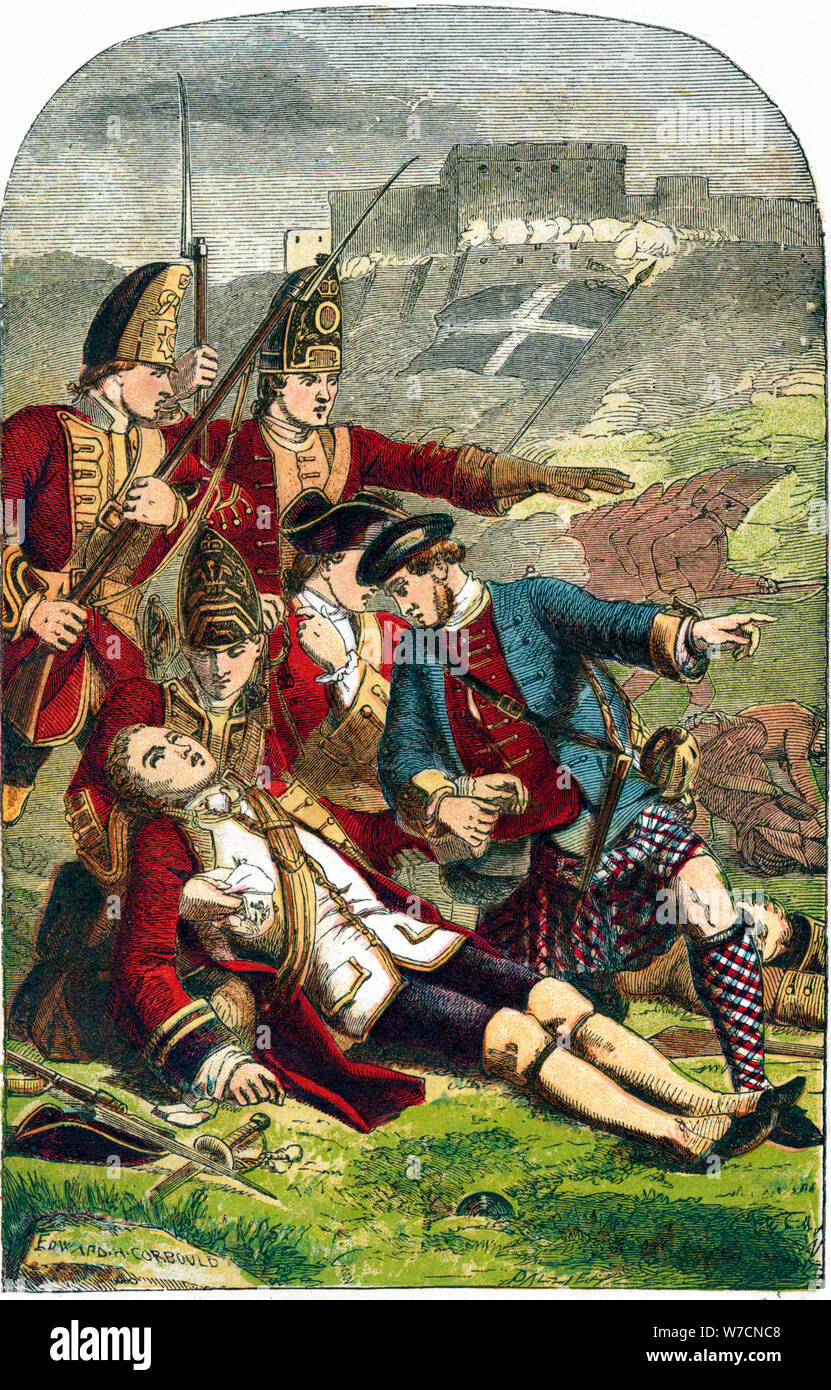 La mort du général James Wolfe lors du siège de Québec, 1759 (c1870). Artiste : Edward Henry Corbould Banque D'Images