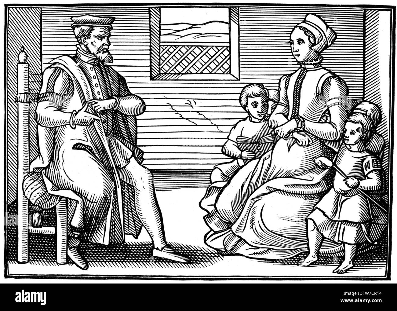 Une famille puritaine, 1563. Artiste : Inconnu Banque D'Images