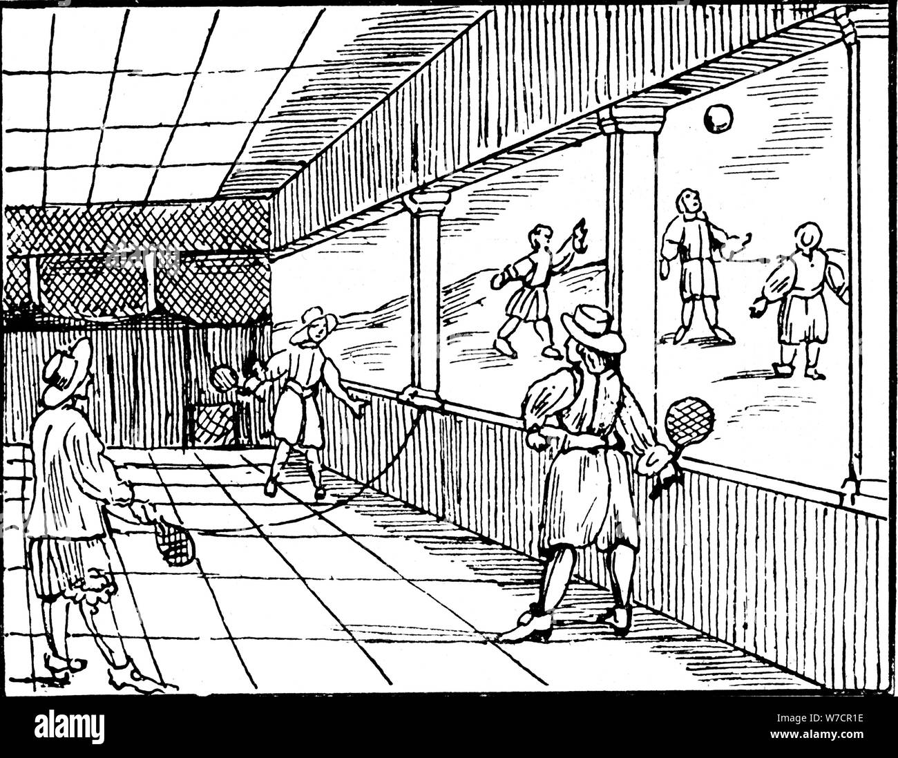 Les jeunes hommes jouer une forme de tennis, 16ème siècle. Artiste : Inconnu Banque D'Images