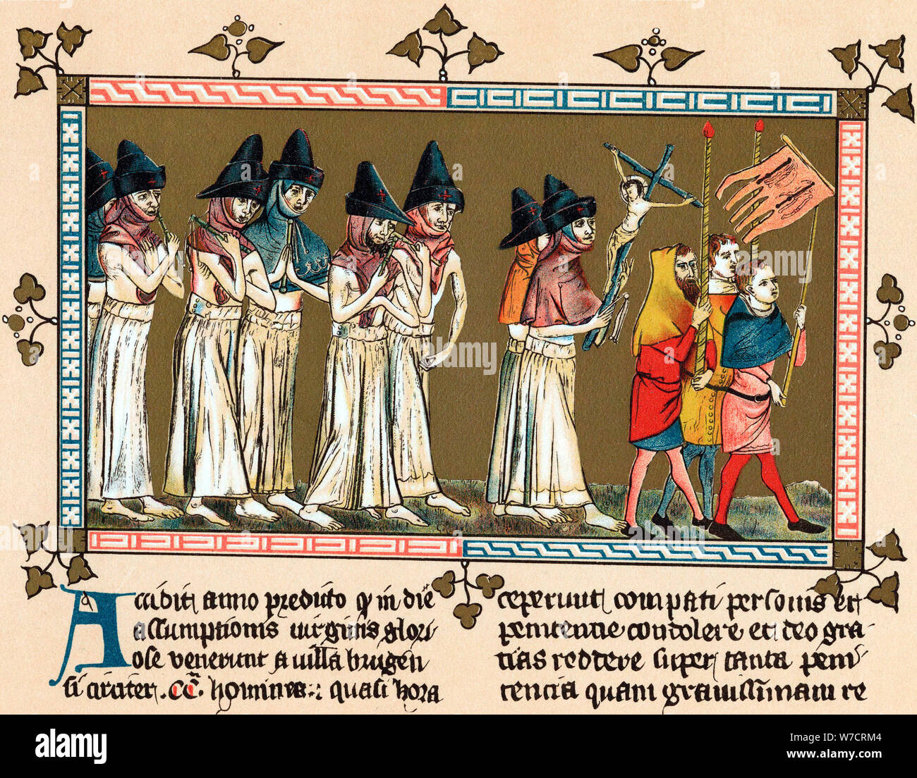 Flagellants aux Pays-Bas Ville de Tournai (Doornik), 1349. Artiste : Inconnu Banque D'Images