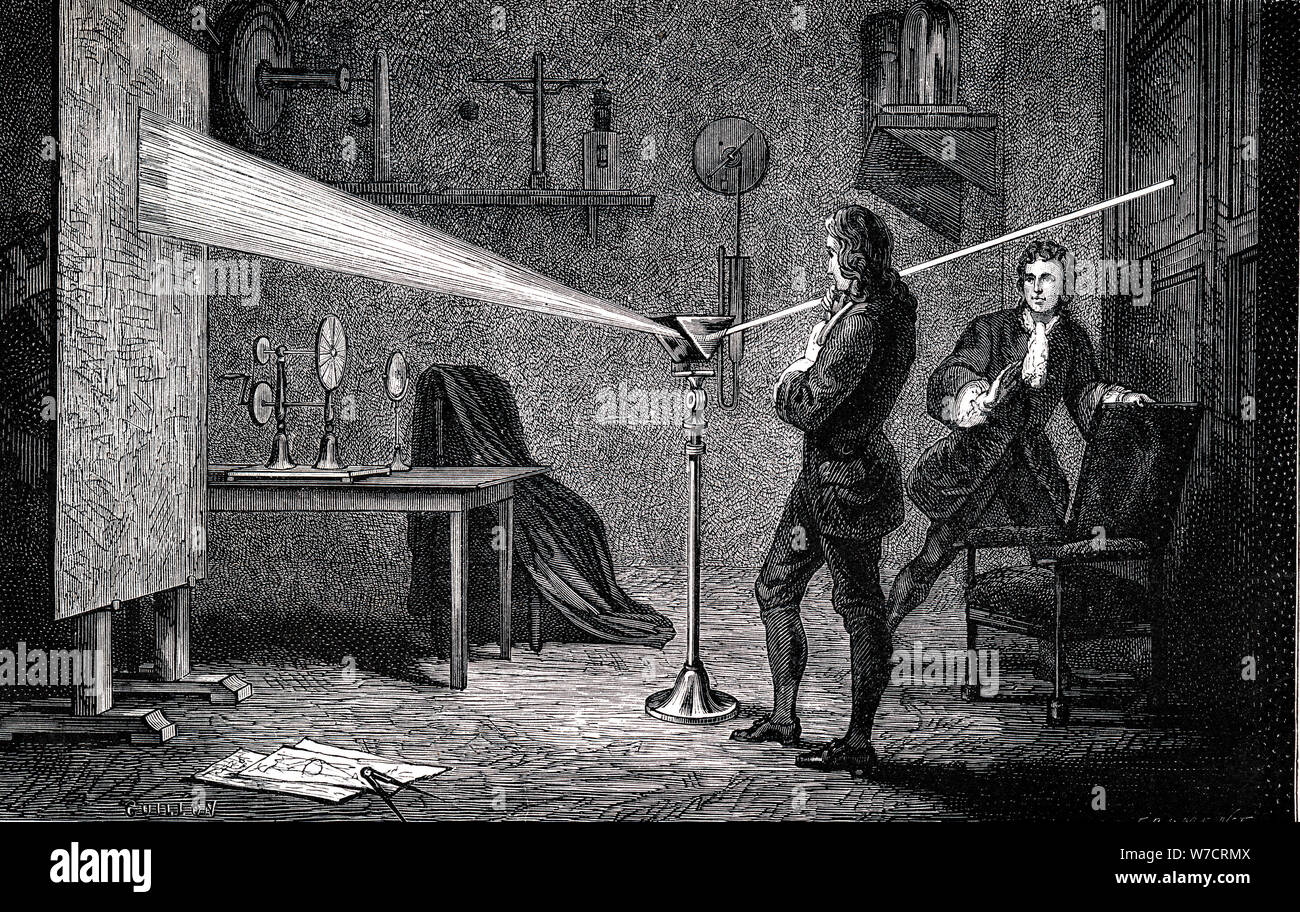 Isaac Newton, scientifique et mathématicien français, anglais (1666) 1874. Artiste : Inconnu Banque D'Images