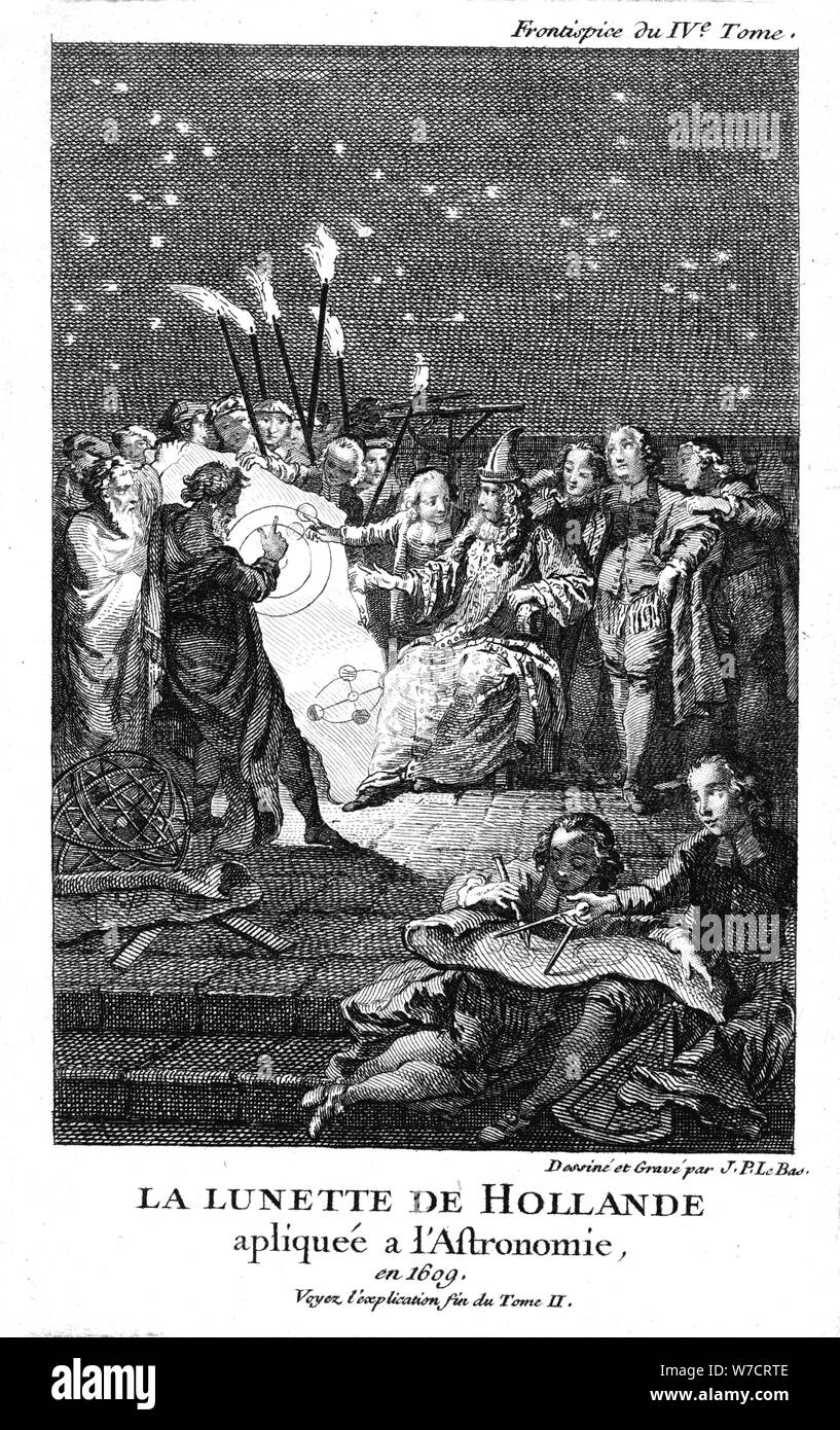 Galilée, astronome et mathématicien italien, 1609 (1747). Artiste : Jacques Philippe Le Bas Banque D'Images