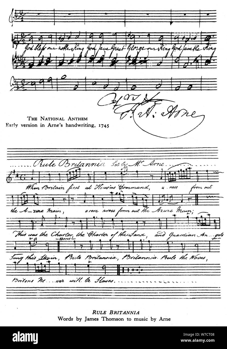 L'hymne national et 'Règle, Britannia', 18e siècle. Artiste : Thomas Arne Banque D'Images