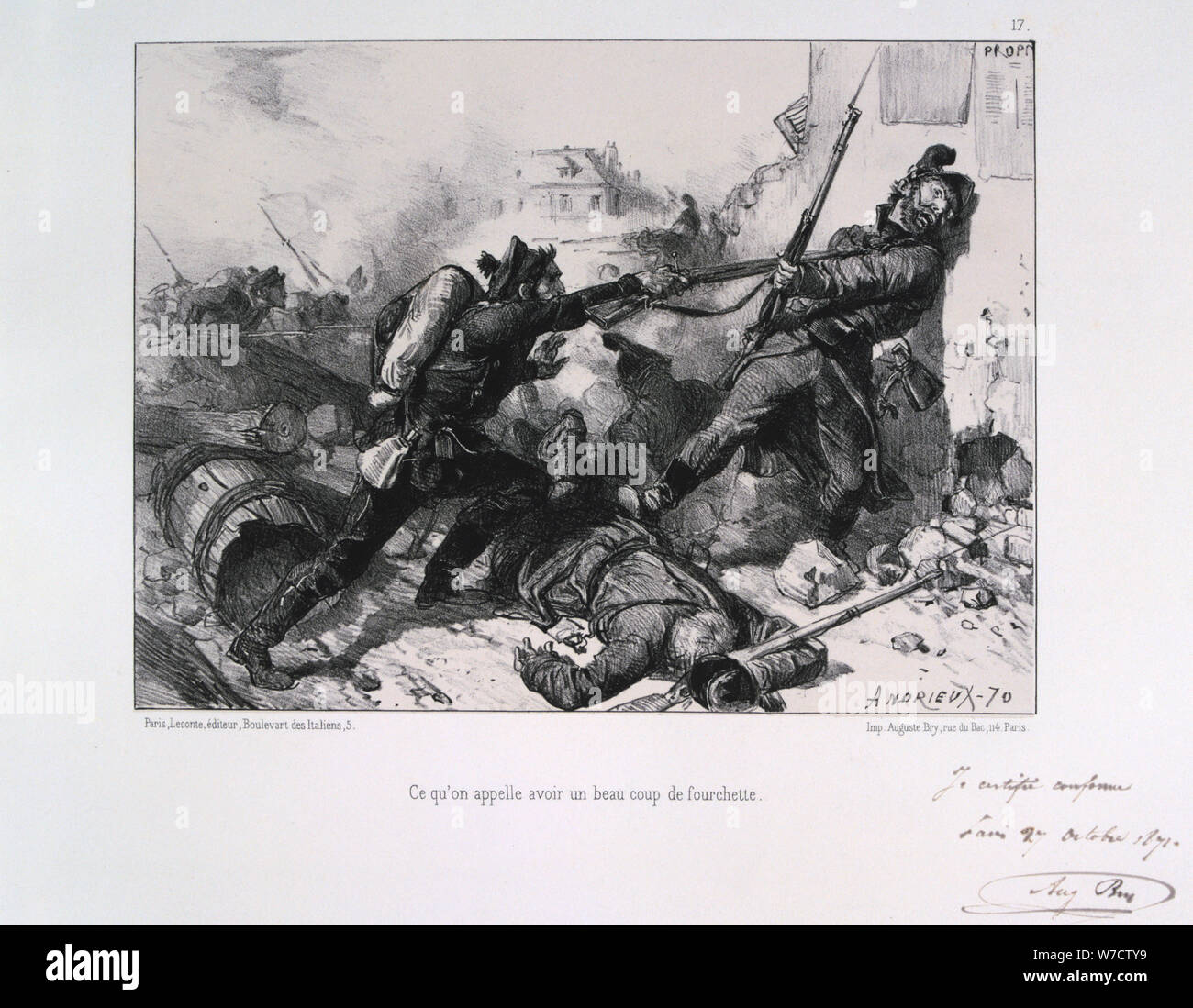 Le combat au corps à corps, siège de Paris, guerre franco-prussienne de 1870 (1871). Artiste : Auguste Bry Banque D'Images