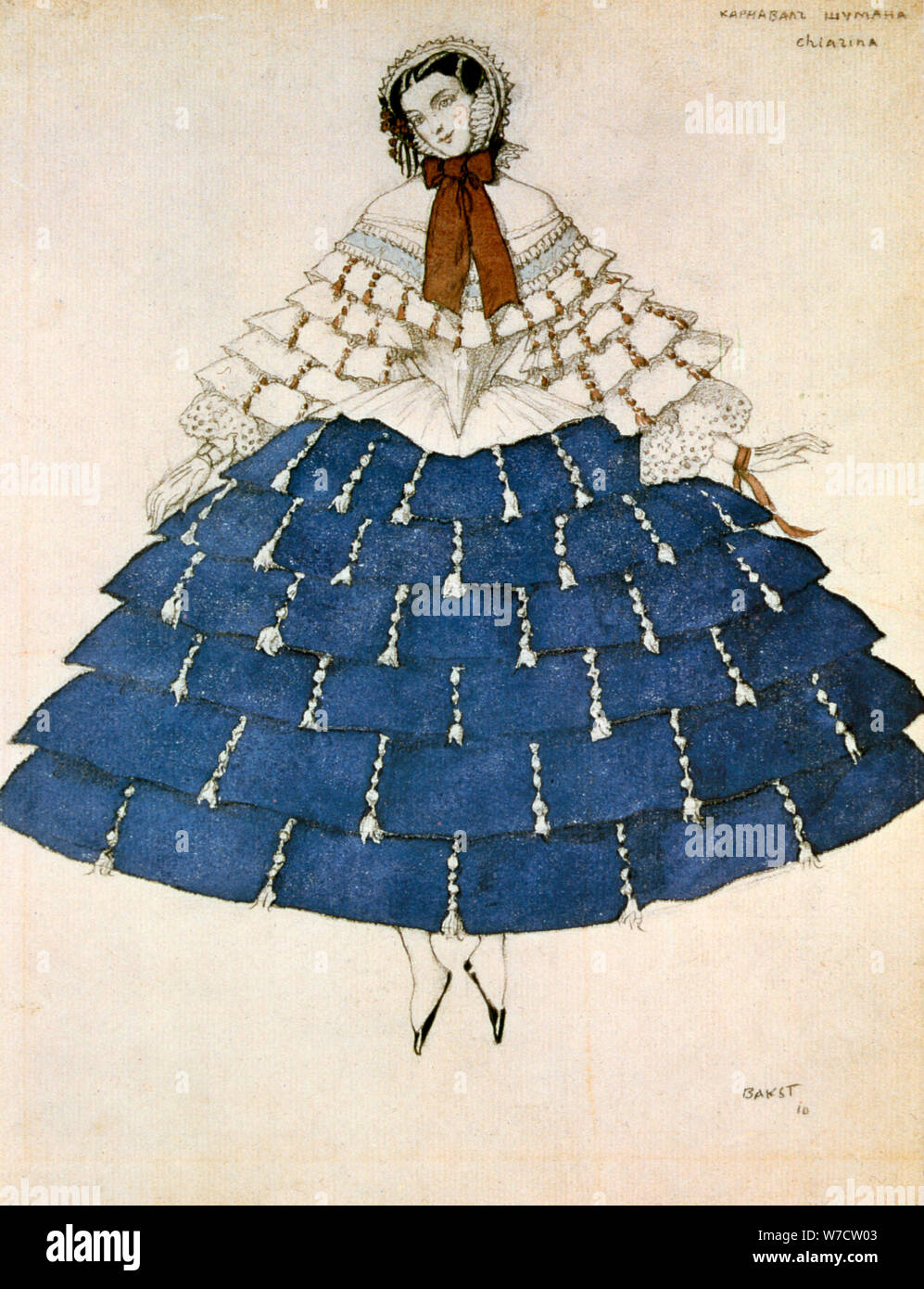 Chiarina, conception d'un costume pour le carnaval de ballet composé par Robert Schumann, 1919. Artiste : Leon Bakst Banque D'Images