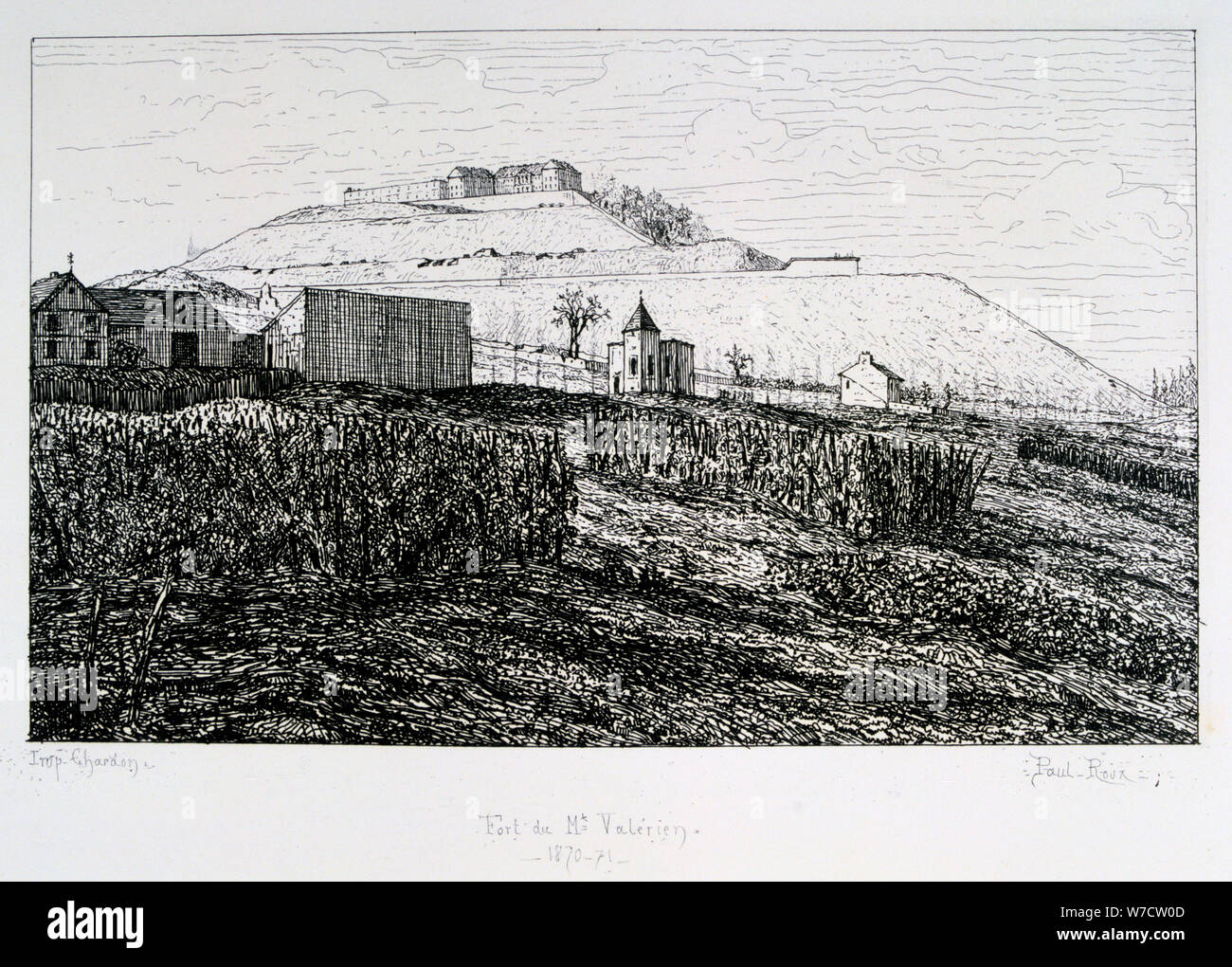 Fort du Mont Valérien, siège de Paris, 1870-1871. Artiste : Paul Roux Banque D'Images