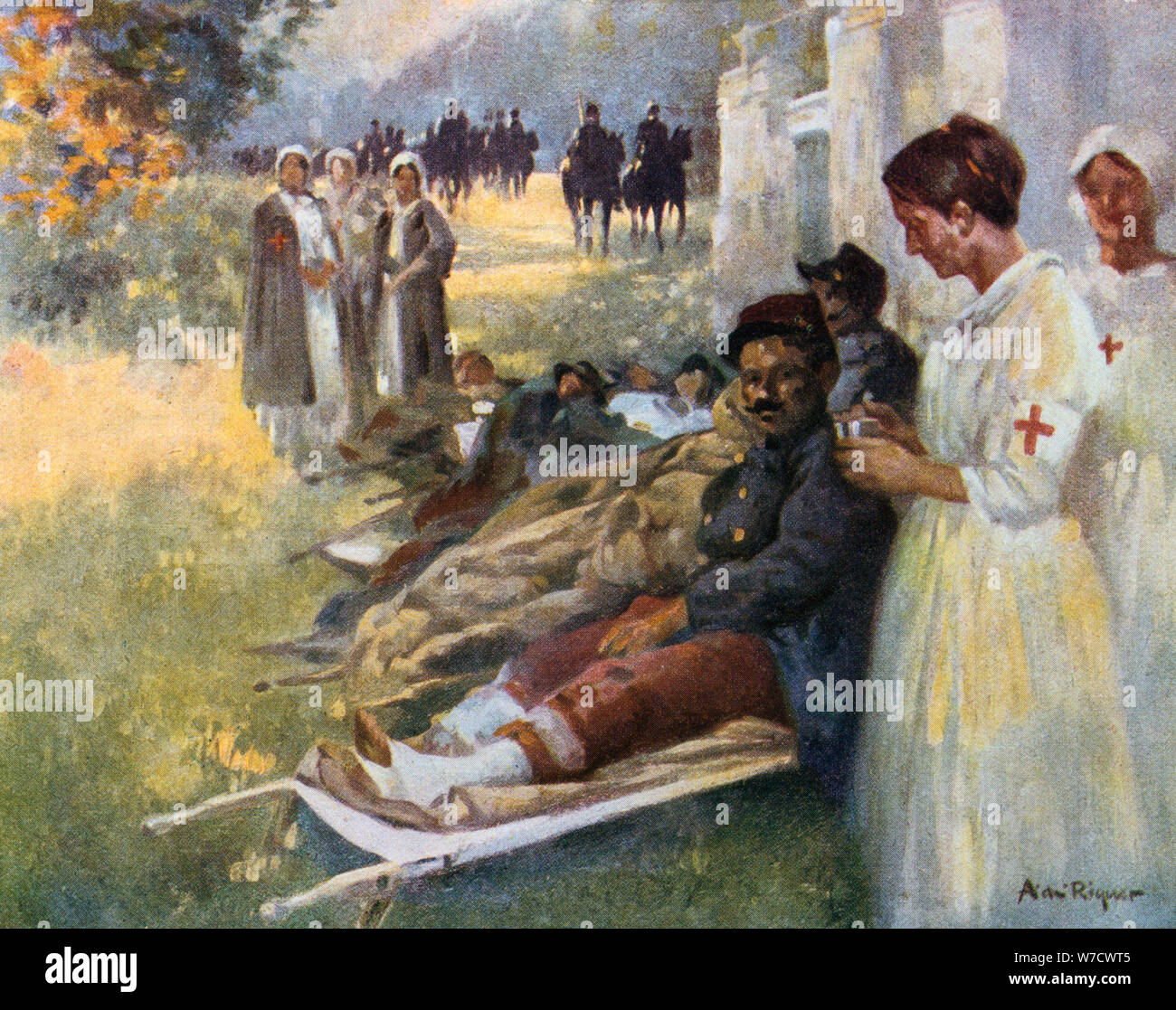 "Le Premier soin', 1914. Artiste : Alexandre de Riquer Banque D'Images