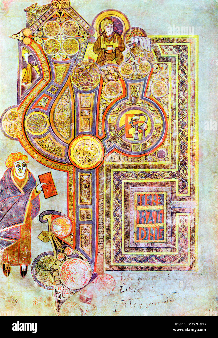 Premiers mots de l'Évangile de saint Matthieu, de la Liber Generationes Livre de Kells, c800. Artiste : Inconnu Banque D'Images