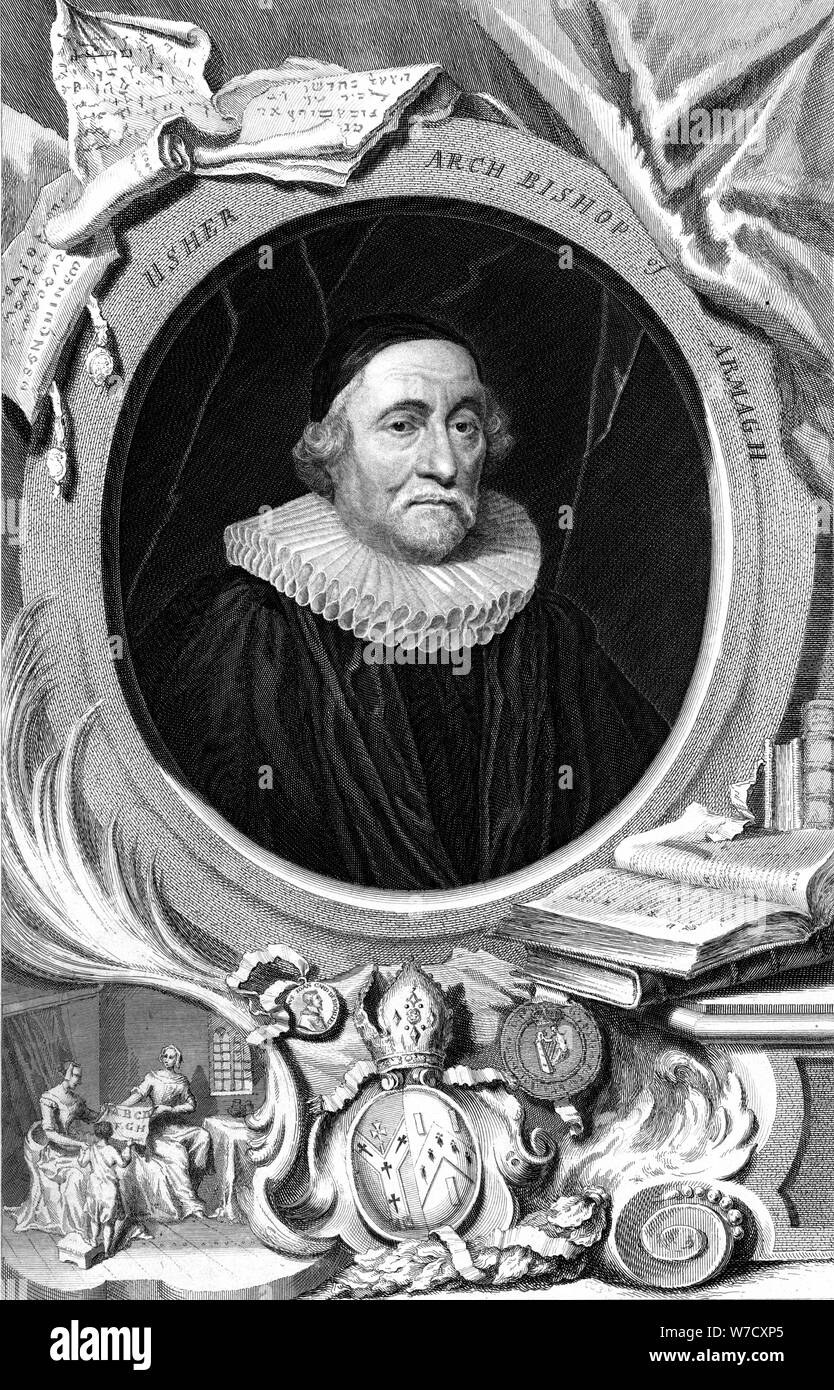 James Ussher, pasteur anglais du 17ème siècle et l'archevêque d'Armagh, 18e siècle. Artiste : George Vertue Banque D'Images
