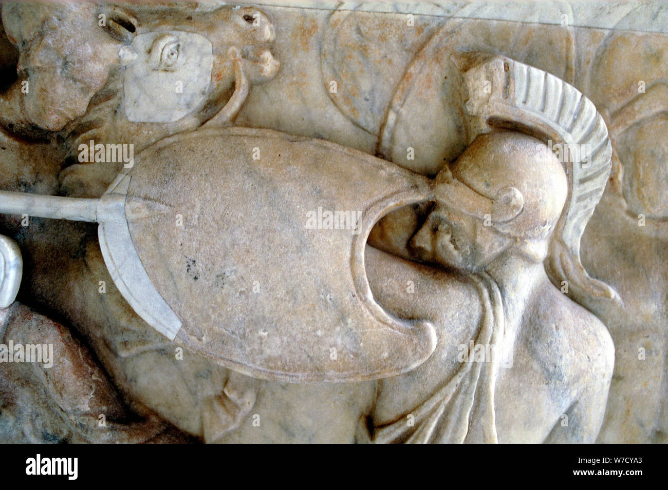 Hoplite grec au combat contre les Amazones (30BC-200AD ?). Artiste : Inconnu Banque D'Images