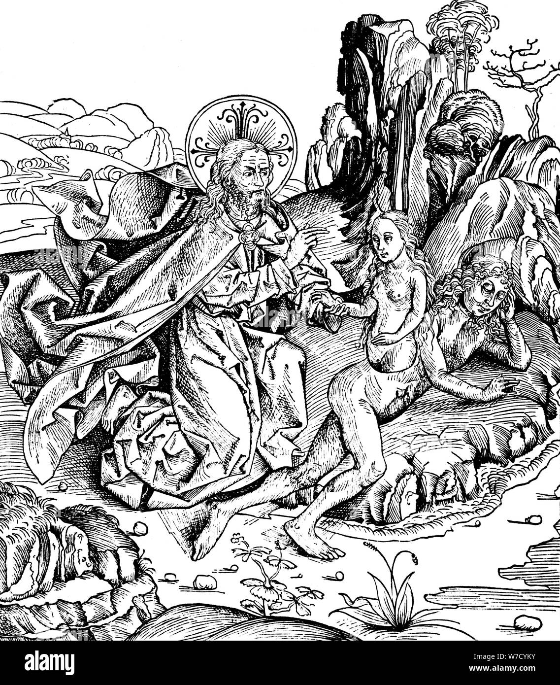 Dieu la création d'Eve de la côte d'Adam, 1493. Artiste : Inconnu Banque D'Images