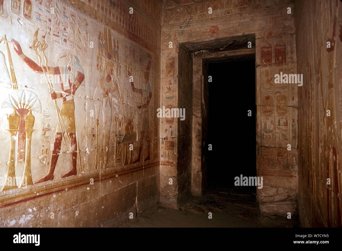 Peintures murales, Temple de Sethos I, Abydos, Egypte, 19e dynastie, c1280 BC. Artiste : Inconnu Banque D'Images