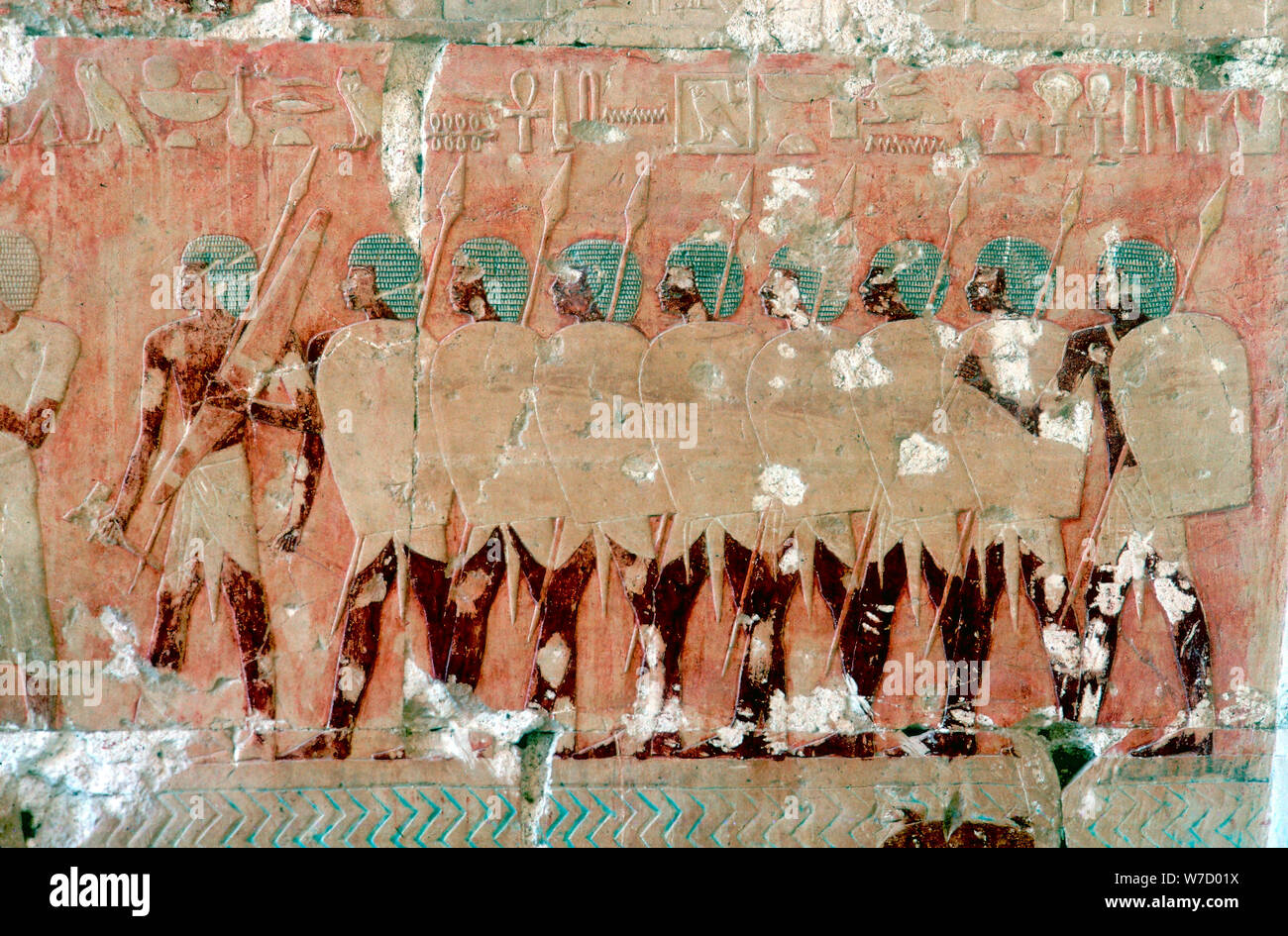 Peinture murale de soldats égyptiens sur l'expédition, Temple de la reine Hatshepsout, Luxor, c1470 BC. Artiste : Inconnu Banque D'Images
