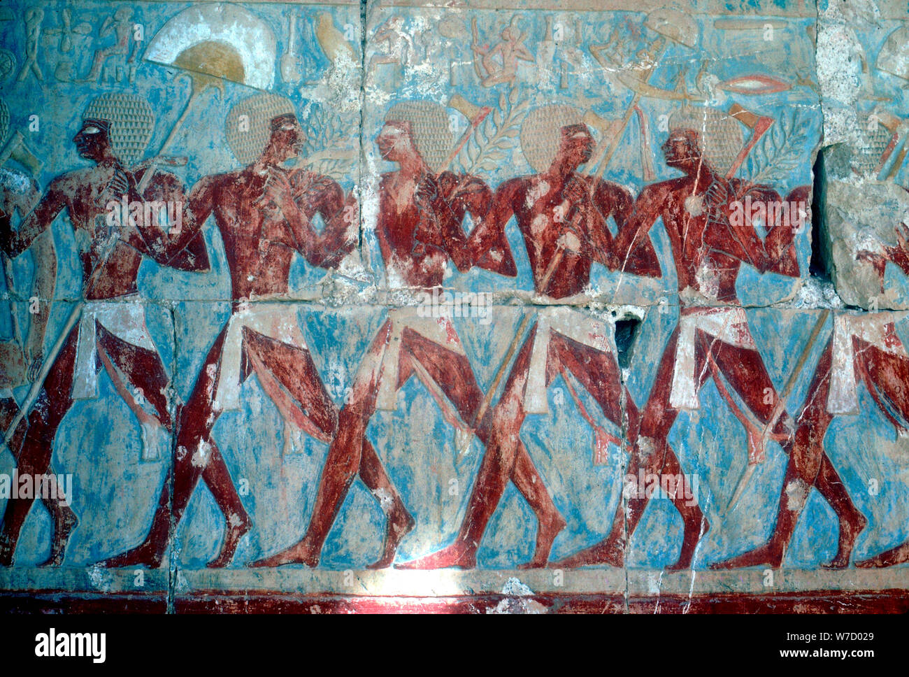 Peinture murale:retour de l'expédition, Temple de la reine Hatshepsout, Luxor, Egypte, c1470 BC. Artiste : Inconnu Banque D'Images