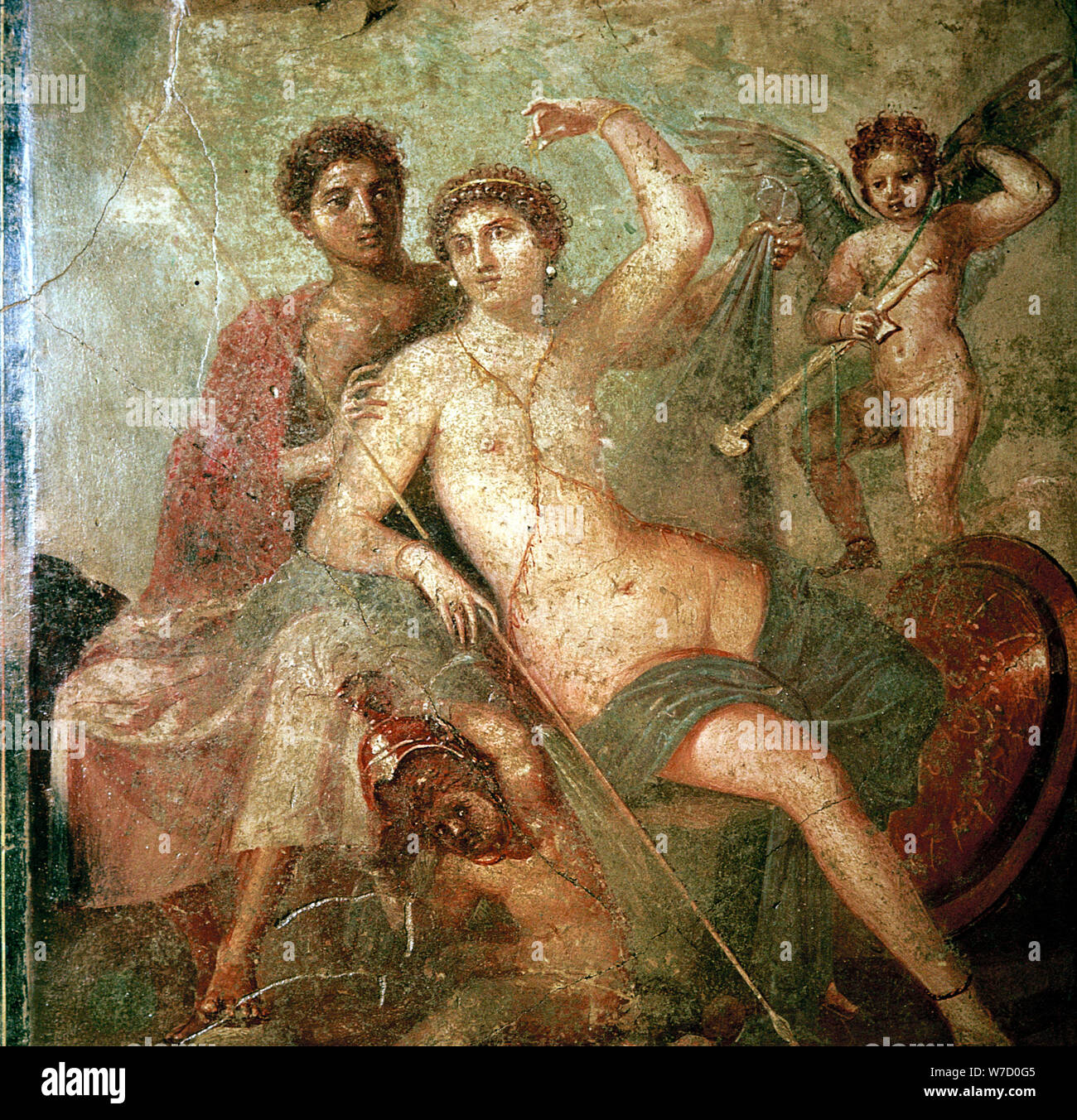 Wallpainting romaine de Cupid, Vénus et Mars, Pompéi, Italie. Artiste : Inconnu Banque D'Images