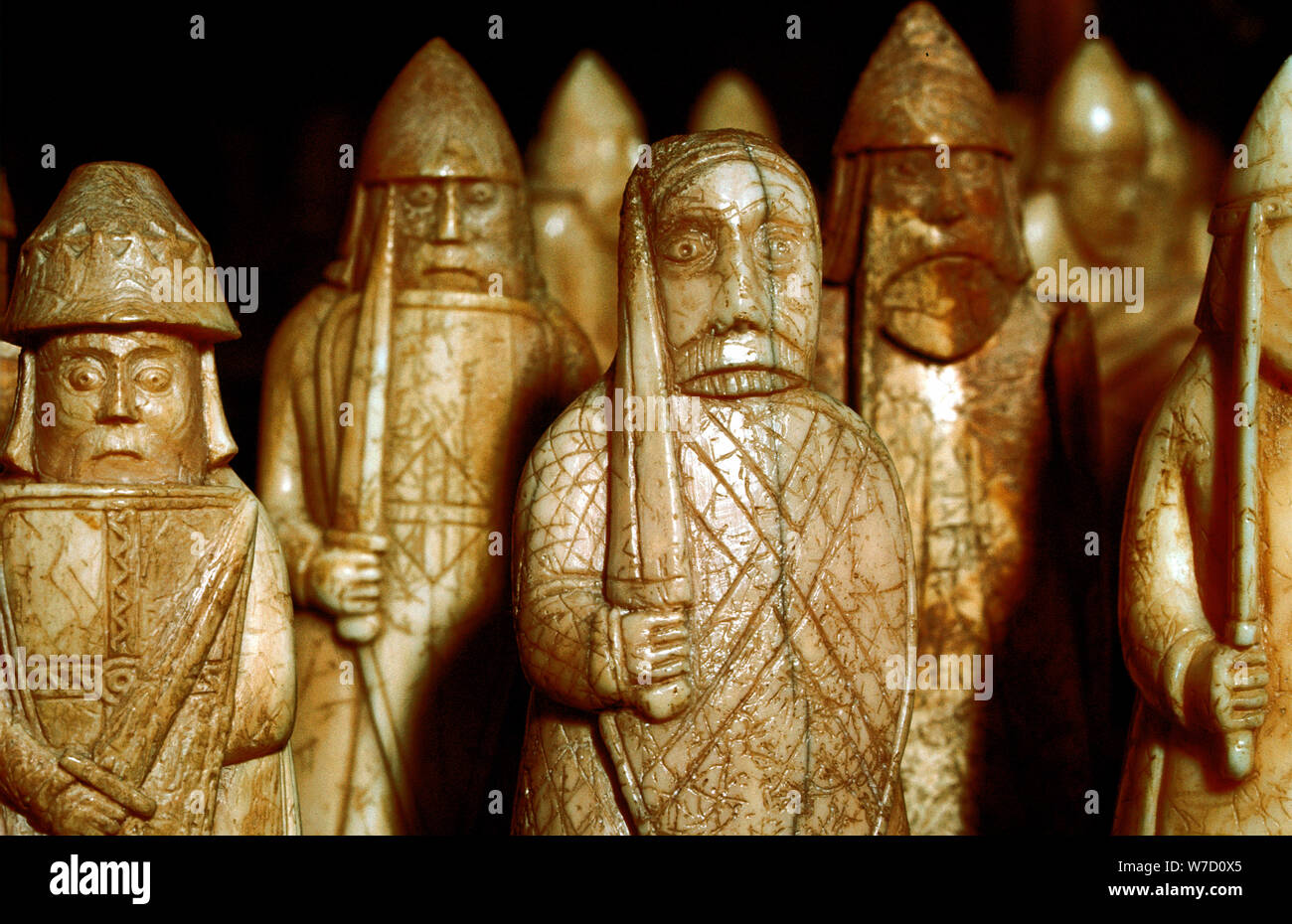 Norrois chessmen, d'un trésor Viking, à l'île de Lewis, en Écosse. Artiste : Inconnu Banque D'Images