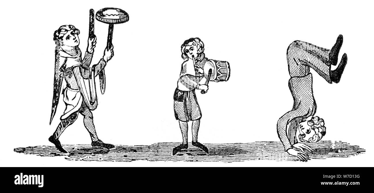 Tumbling avec musiciens, 14e siècle, (1833). Artiste : Inconnu Banque D'Images