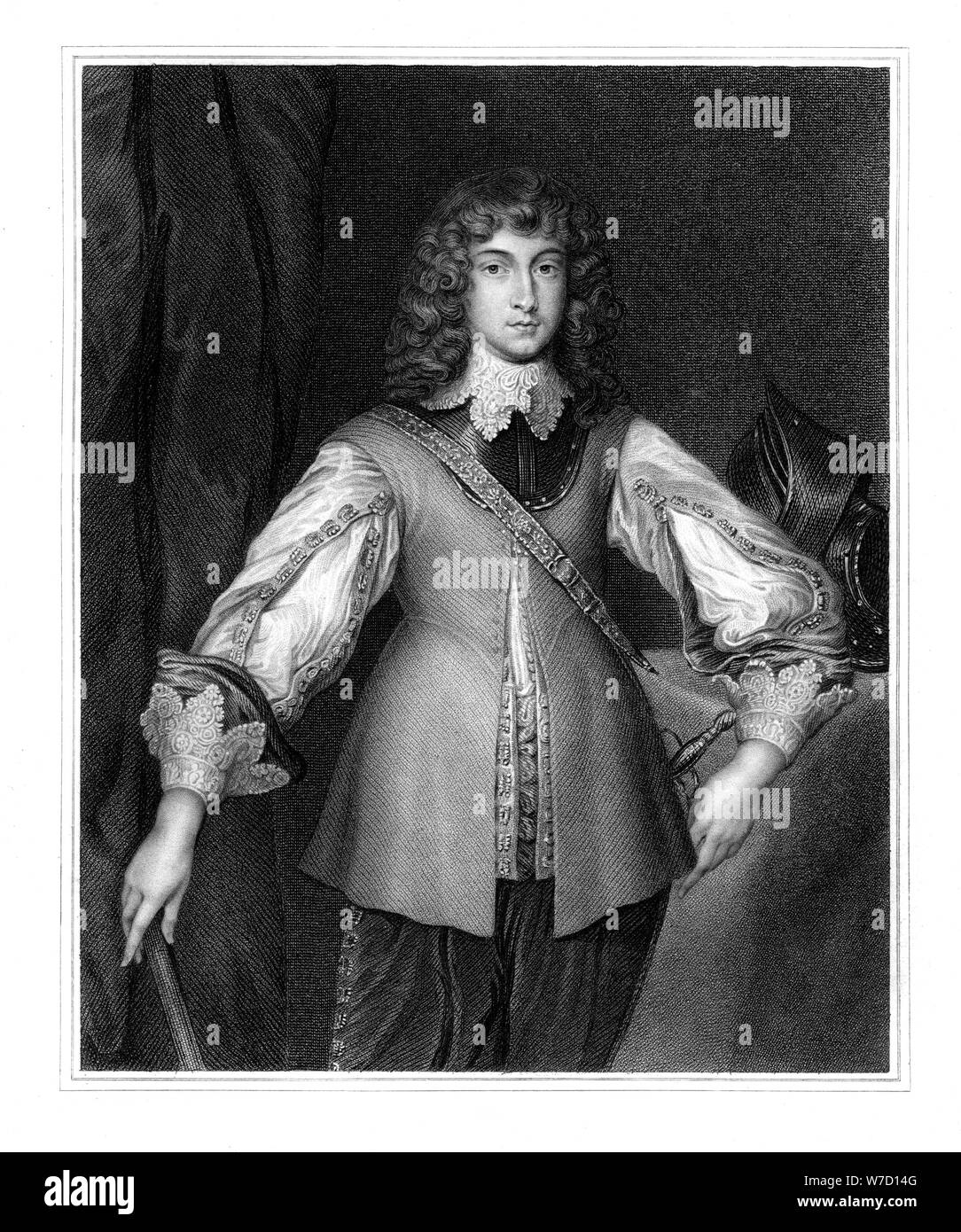 Prince Rupert, commandant de la cavalerie royaliste de la Guerre Civile Anglaise, (19ème siècle).Artiste : J Cochran Banque D'Images