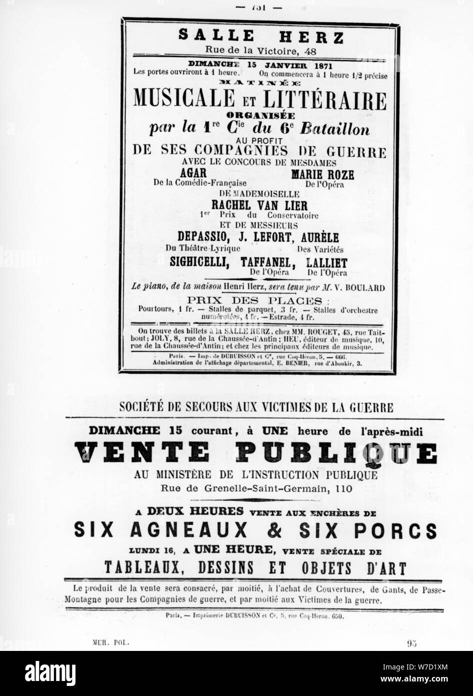Vente Publique, à partir d'affiches politiques français de la Commune de Paris, mai 1871. Artiste : Inconnu Banque D'Images