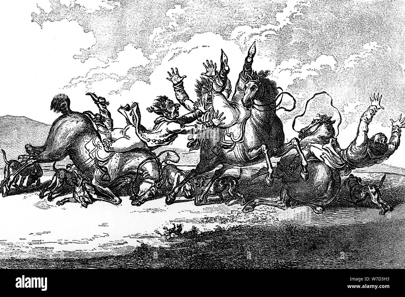 Hounds 'off', jeter 1800.Artiste : Henry William Bunbury Banque D'Images